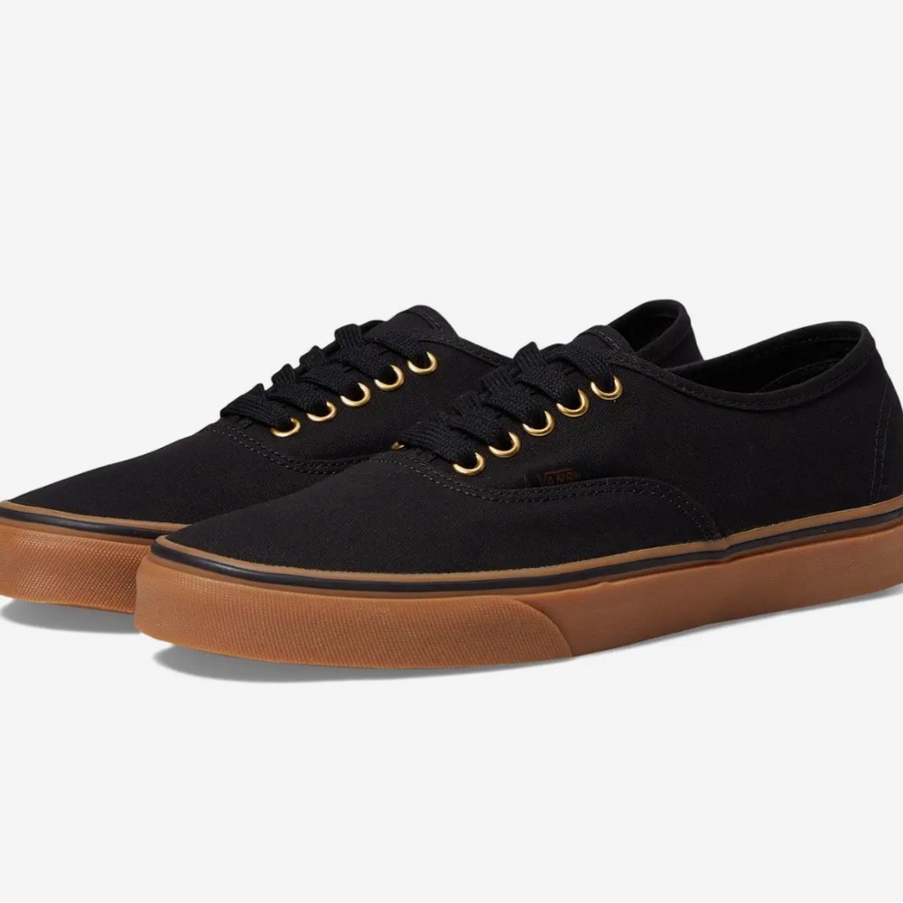 Vans Authentic Core Classics, gold metal eyelets. Size 6 big kid/men 7.5 women.